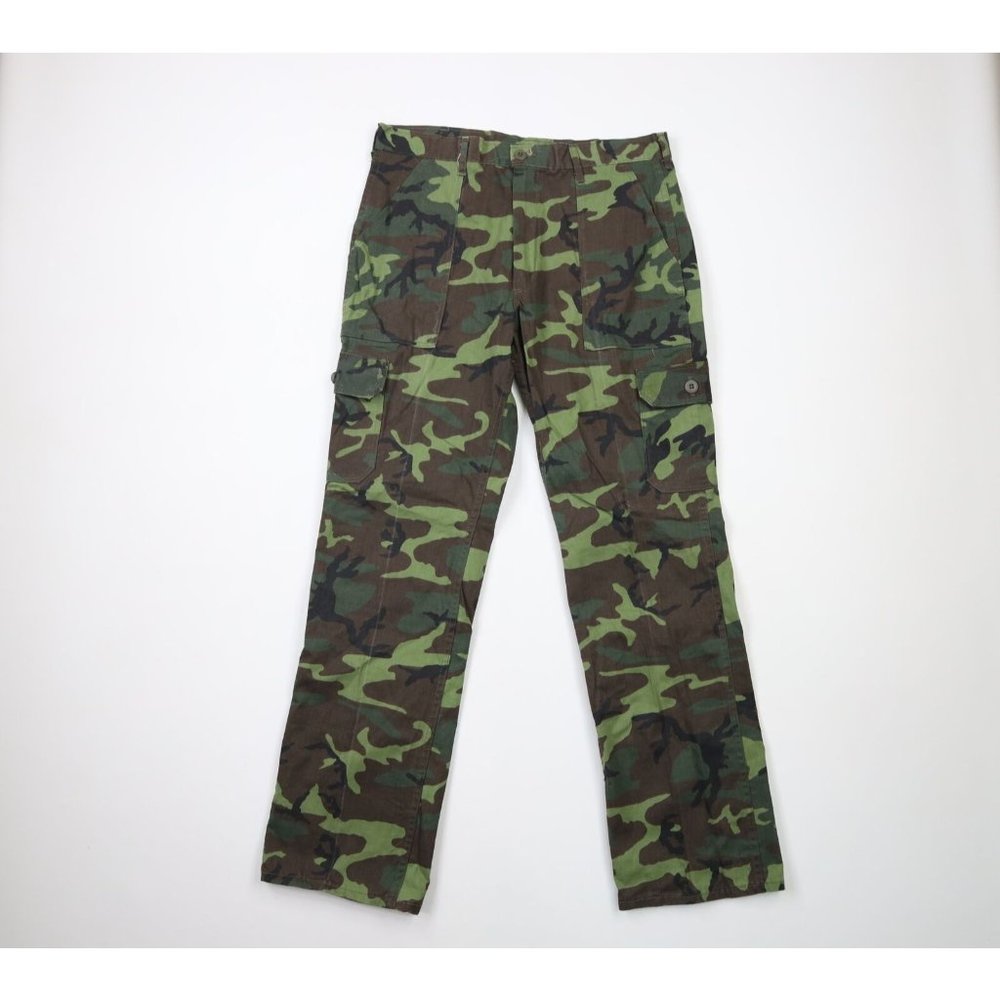 Vintage 70s Five Brother Mens 34x32 Faded Flared Camouflage Cargo Pants USA
